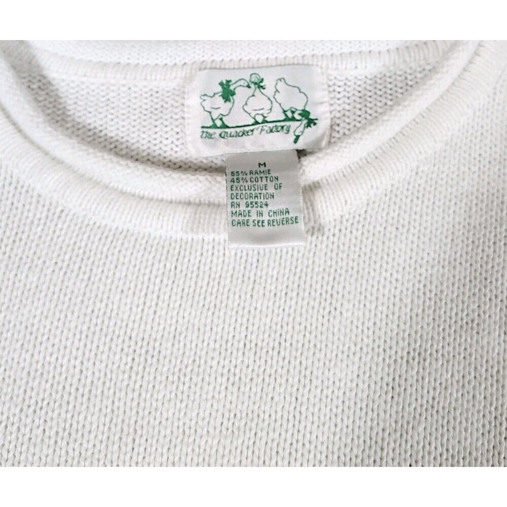 Quacker Factory Womens Coastal Grandma Cruise Ship Sweater M Palm Tree Beach - Picture 2 of 9